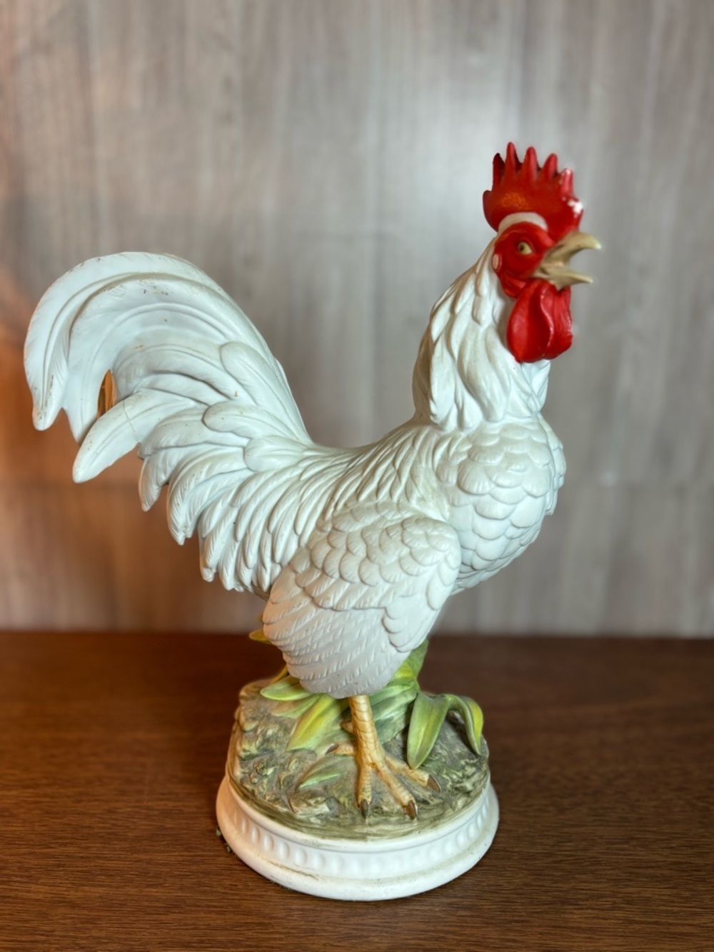 Vintage Andrea by Sadek White Bisque Rooster Figurine with Red Comb Vintage 1960